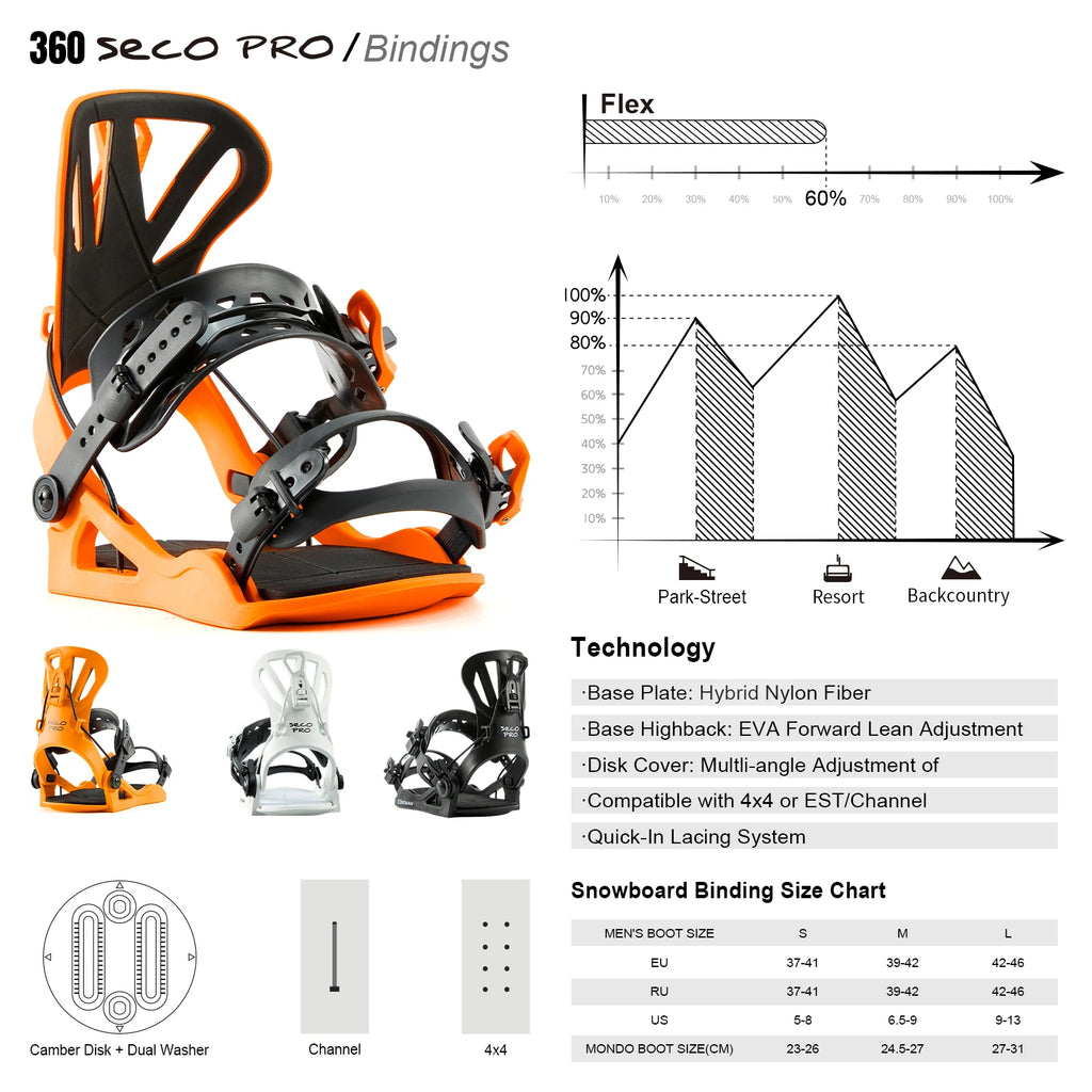 Fijaciones de snowboard XCMAN Step-in Style, ligeras, de entrada trasera, para hombre/mujer, fáciles de poner y quitar, para todo tipo de terreno.