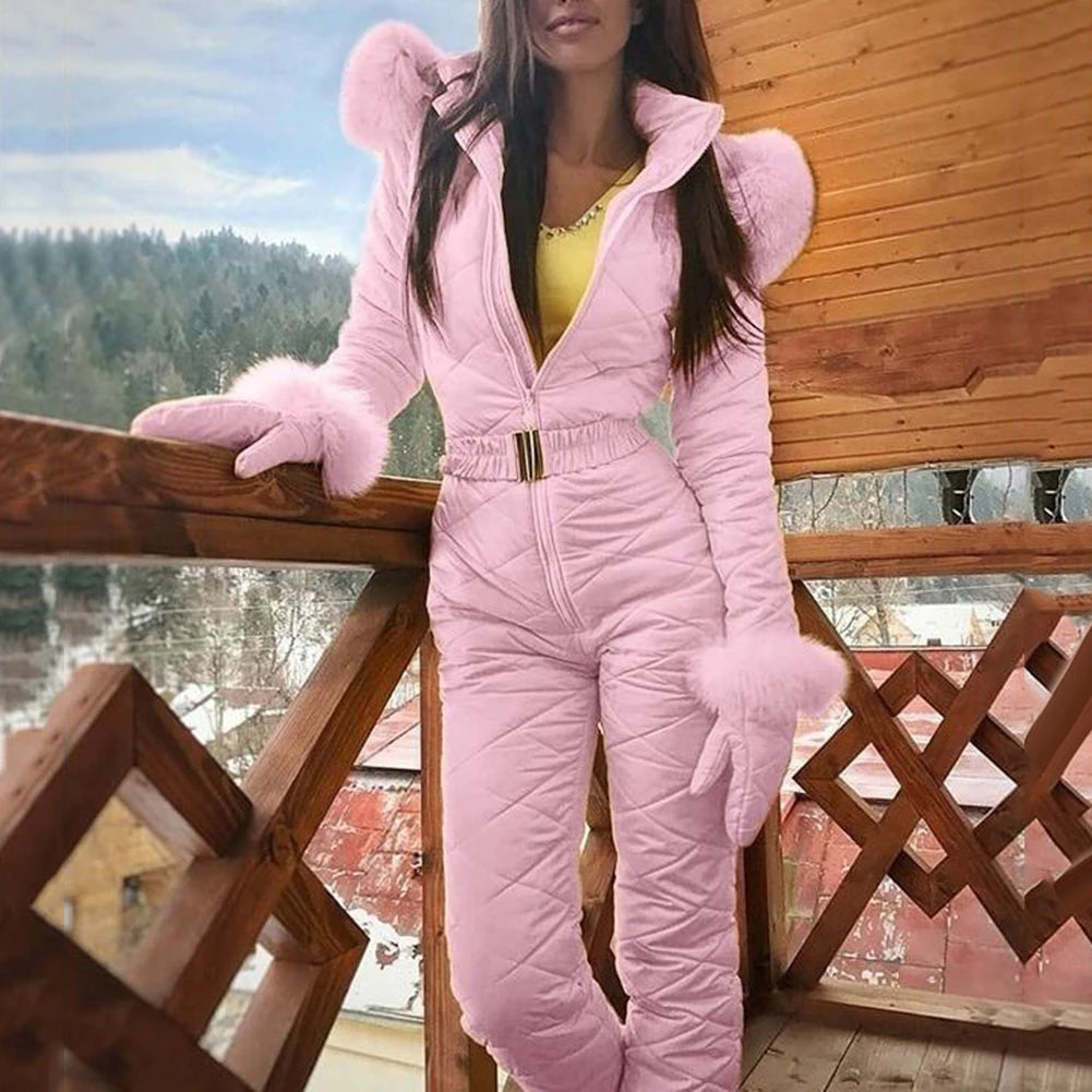 Mono de Snowboard de invierno de talla grande para mujer, traje de esquí impermeable a prueba de viento con capucha para exteriores, para snowboard, senderismo y esquí