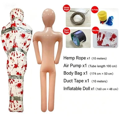 Maniquí Inflable de Halloween, Muñeco Humano Falso con Bolsa de Sangre para Casa Embrujada, Fiesta de Terror, Decoración Aterradora