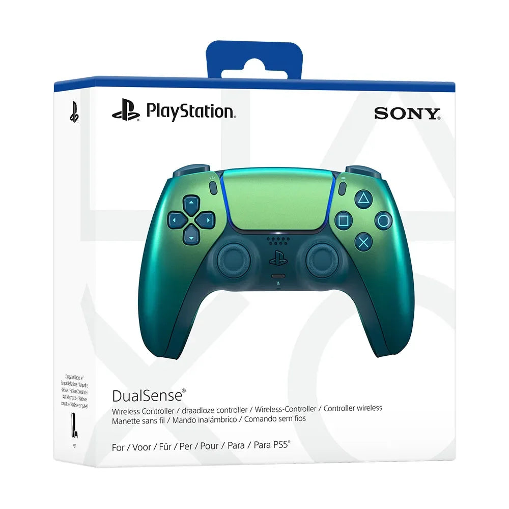 DualSense CHROMA TEAL Wireless Controller for PS5, featuring haptic feedback, adaptive triggers, and USB Type-C connectivity, perfect for immersive gaming experiences on PlayStation 5 and PC.