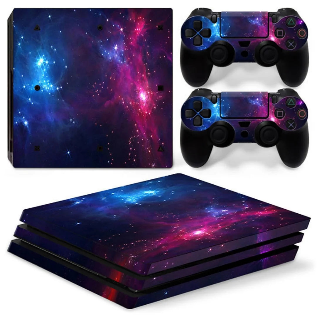 Protective Vinyl Decal Skin Sticker Full Set Cover Wrap for PS4 Pro Console and 2 Controllers