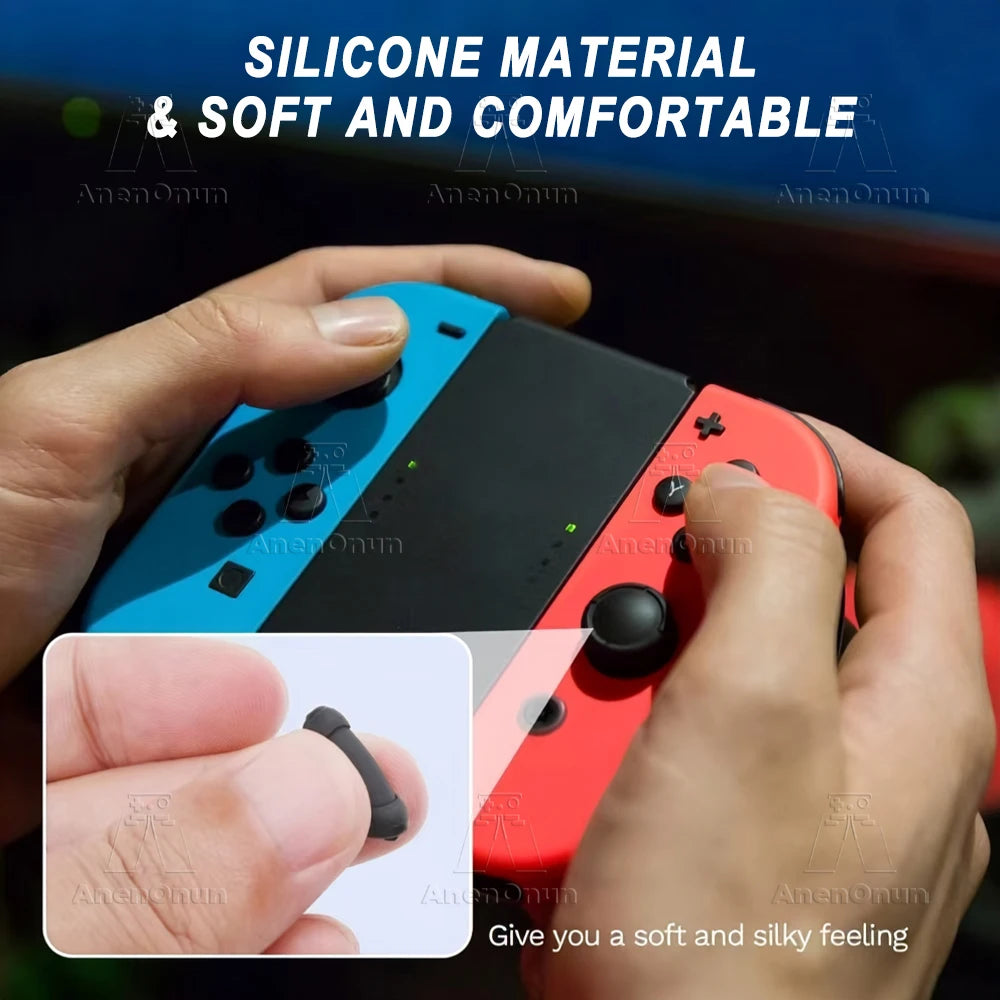 Funda de Repuesto para Joystick Joycon para Switch/Switch Lite/Switch OLED, Empuñadura Premium para el Pulgar, Cubierta Protectora de Silicona Antideslizante - Negro