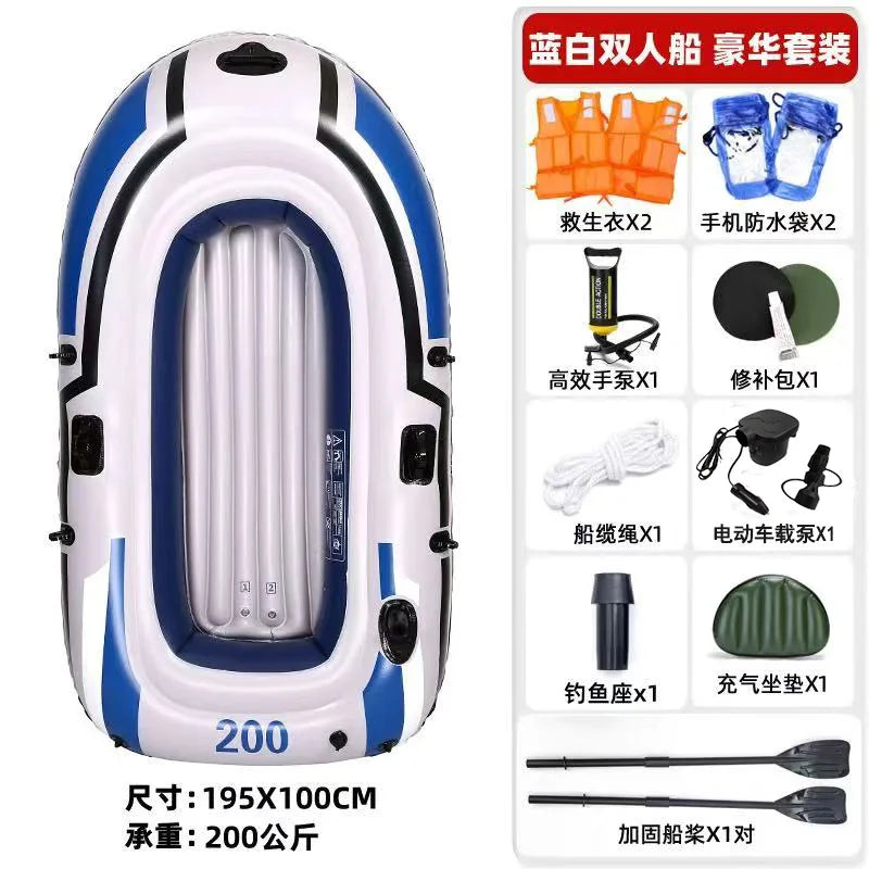 Bote Inflable Resistente para Pesca, Kayak de PVC Reforzado, Dinghy para Exteriores, Bote para Natación y Pesca con Cebo