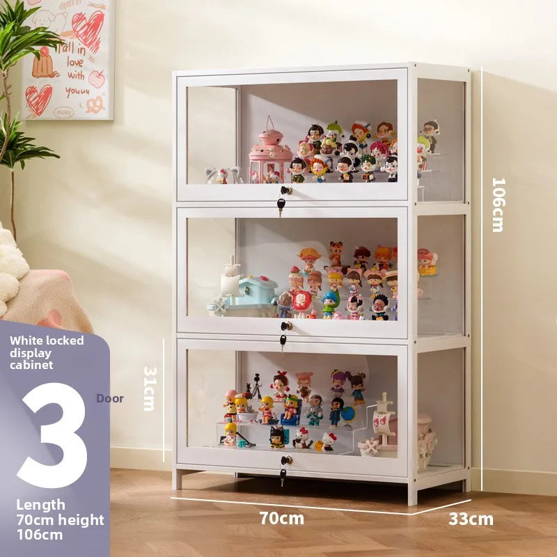 Vitrina transparente para Lego con cerradura, armario para adornos y cajas ciegas, almacenamiento de accesorios, estilo clásico y funcional.