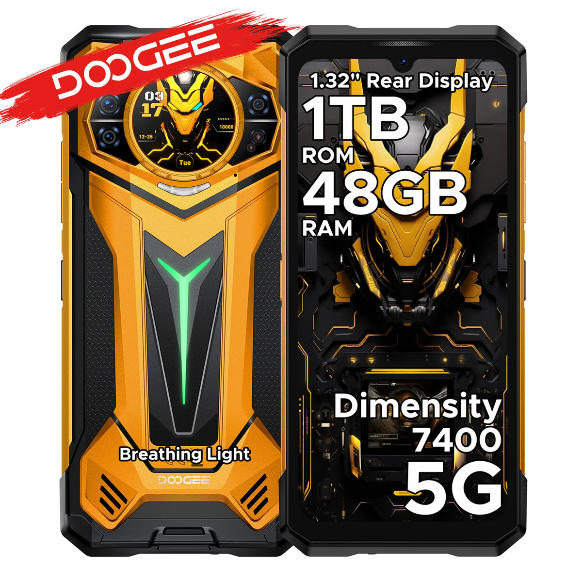 Teléfono móvil ultrarresistente DOOGEE S200 Ultra 5G con IA, pantalla de 6,72", procesador Dimensity 7400, 48 GB de RAM (12+36), 1 TB de ROM, batería de 11000 mAh, Android 15 y NFC