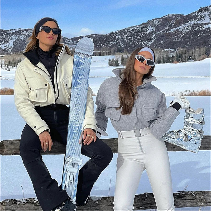 Traje de esquí de una pieza para mujer, mono con cinturón, corte ajustado y acampanado, mono de snowboard, cortavientos, con bolsillos, ropa de esquí de invierno para actividades al aire libre.