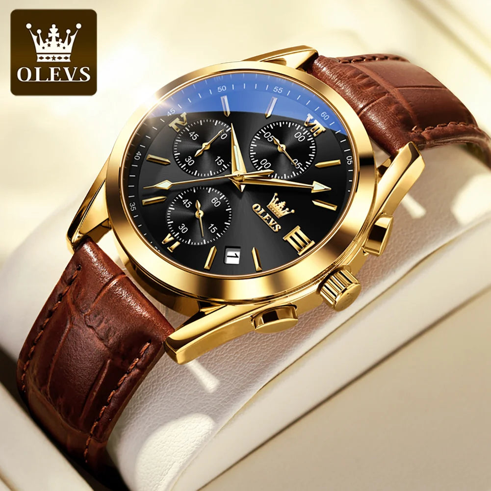 Reloj multifuncional para hombre OLEVS 2872, reloj clásico con correa de piel para hombre
