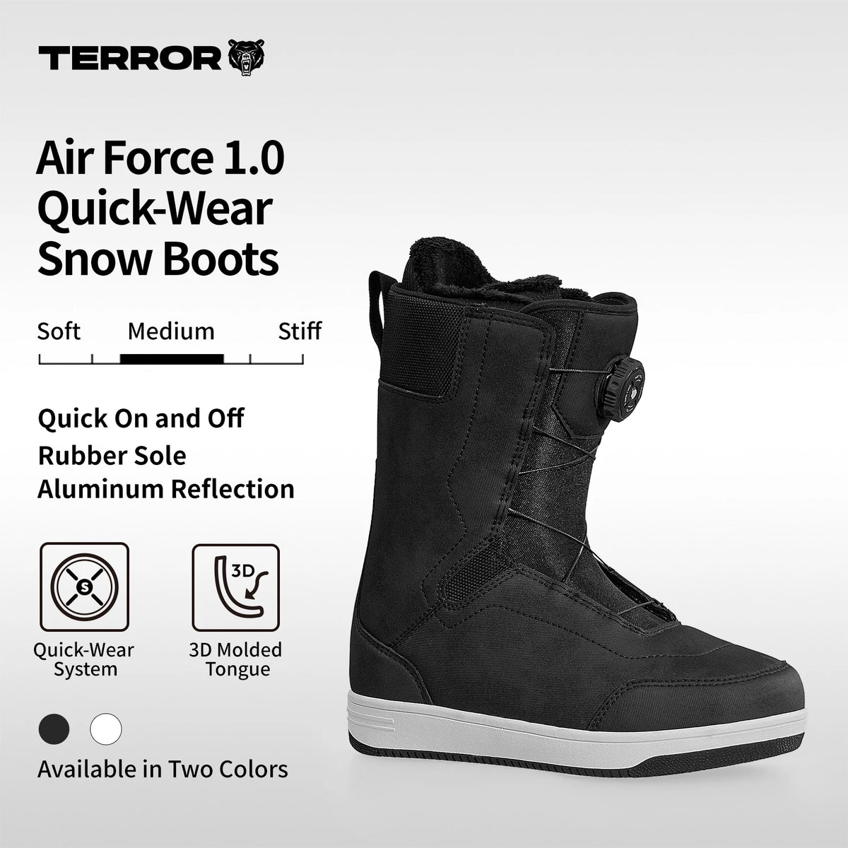 Botas de Snowboard TERROR Force 1.0 de Inserción Rápida con Dial SPIN, para Todo Tipo de Montaña, Estilo Libre, Cálidas, Impermeables y con Soporte
