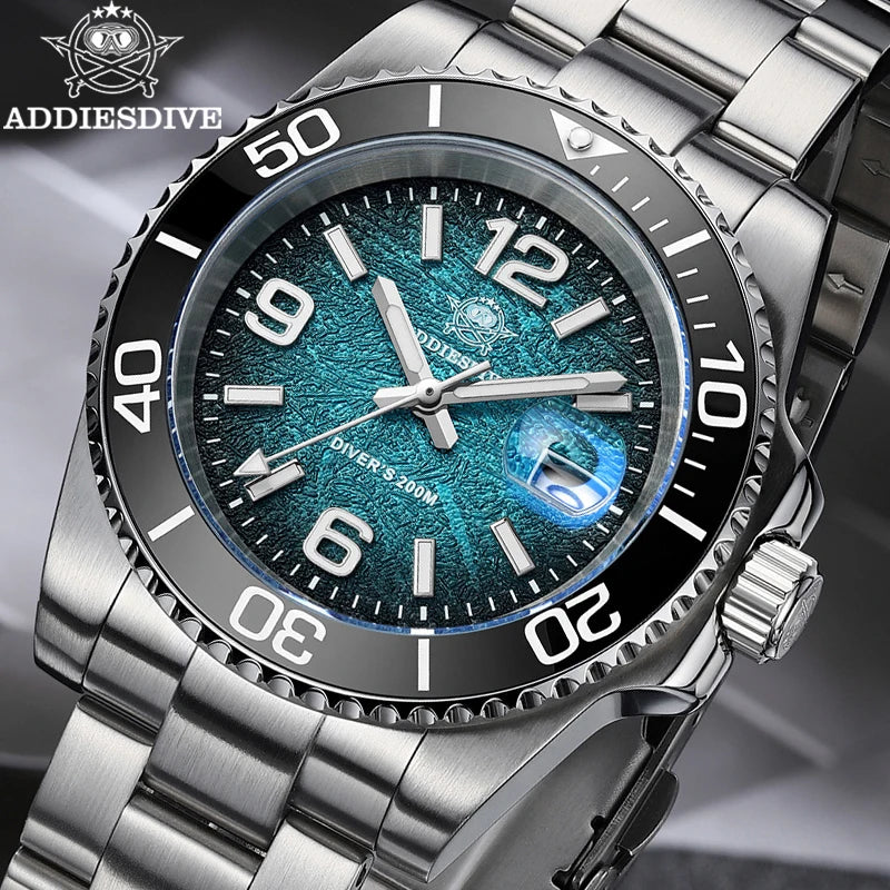 ADDIESDIVE 2026 Nuevo Reloj de Buceo 41mm Reloj de Pulsera de Cuarzo para Hombre de Primera Marca Ocio Acero Inoxidable 316L Luminoso Impermeable 200m
