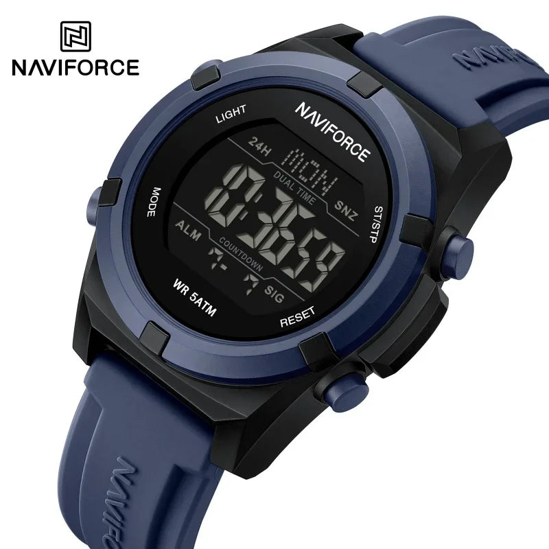 NAVIFORCE 2026 Watches For Men Clock Alarm Stopwatch 5ATM Waterproof LCD Dual Display Wristwatch Quartz Daily Casual Sport Watch