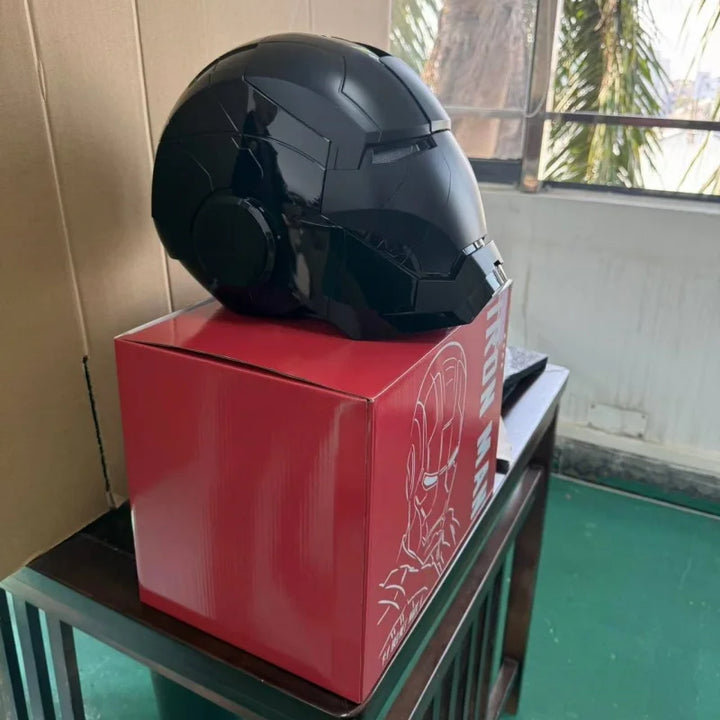 Casco de Iron Man Mk5 Automático 1:1 con Control por Voz, Avengers Mk5 Mk50 Mk17, Cosplay con Luz LED, Cierre Electrónico