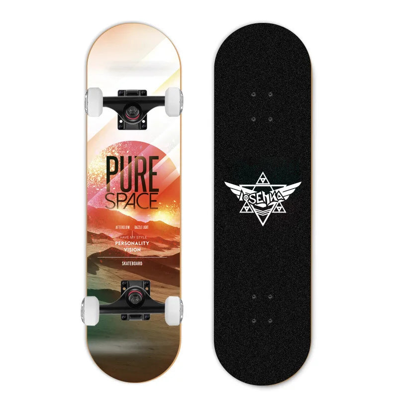 Patineta de Doble Kick para Principiantes, 7 Capas de Madera de Arce, Cuatro Ruedas, Cruiser Urbano, Tabla Completa para Adultos, Hombres, Mujeres y Adolescentes