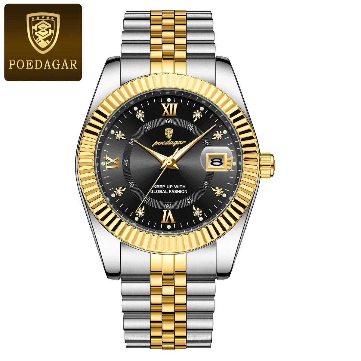 Reloj de lujo para hombre POEDAGAR, resistente al agua, acero inoxidable, luminoso, reloj de pulsera militar, cronógrafo de cuarzo para negocios