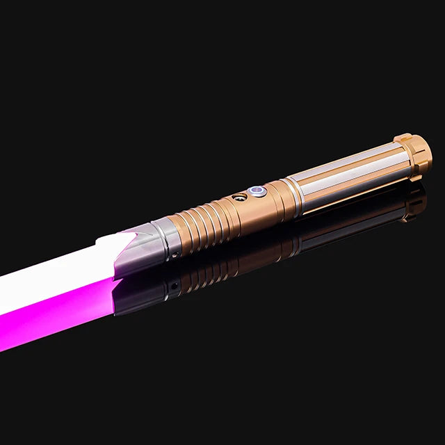 Sable de luz RGB 16 colores con mango de metal, doble filo, sonido para duelo pesado, dos en uno, juguete de utilería para cosplay y escenario