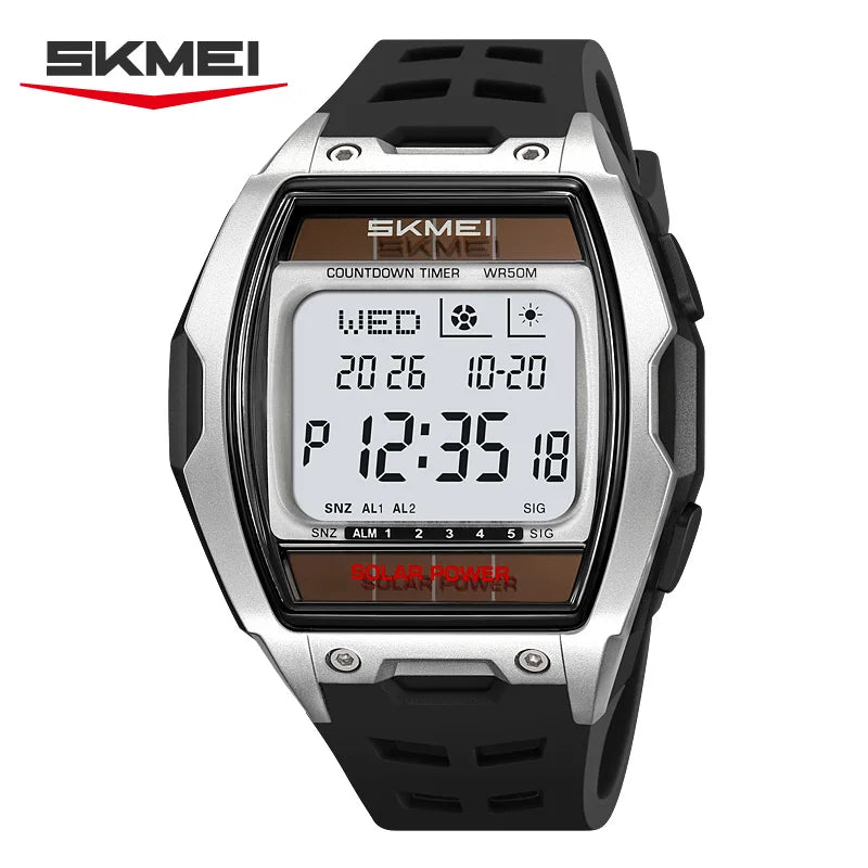 Reloj SKMEI 2750 de lujo para exteriores, pantalla grande, multifuncional, resistente al agua 5ATM, deportivo, con energía solar, para hombre y mujer