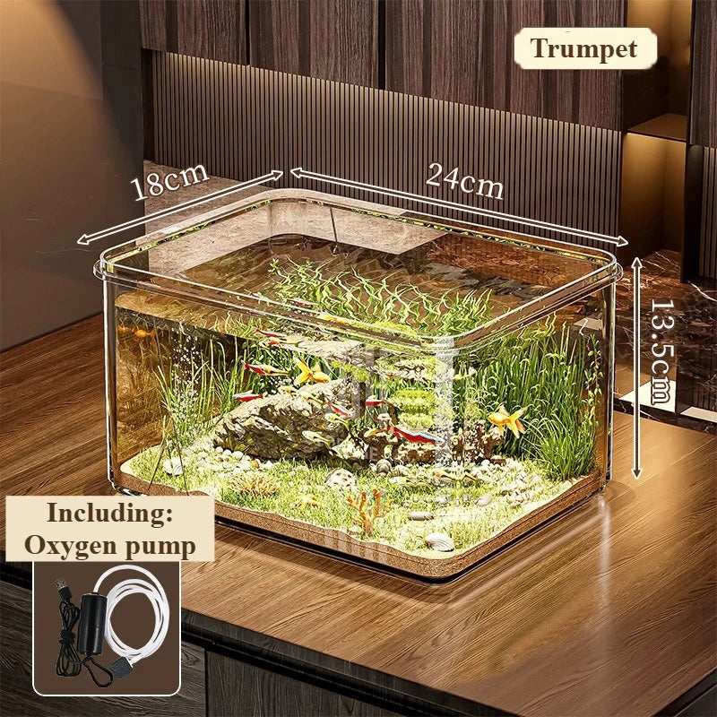 Transparent Landscape Fish Tank Small Tabletop Home Office Goldfish Tank Extra-Large Square Acrylic Hydroponic Thick Turtle Tank