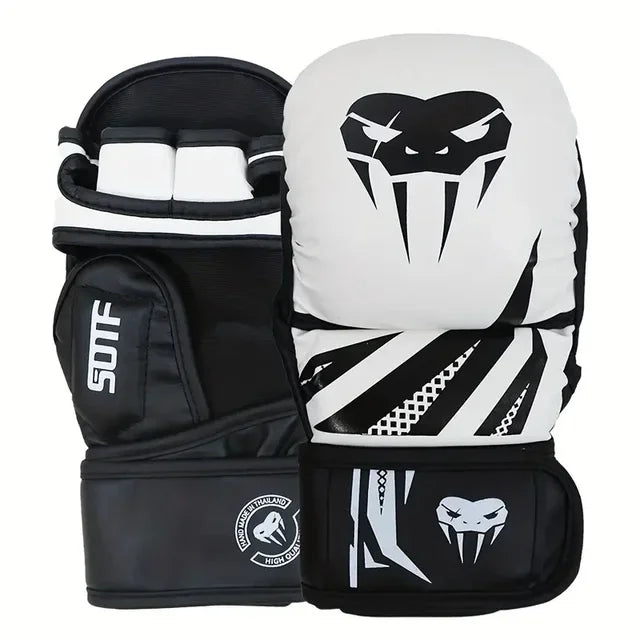 Guantes de boxeo profesionales MMA de medio dedo, guantes de entrenamiento de artes marciales mixtas de lucha libre Sanda engrosados