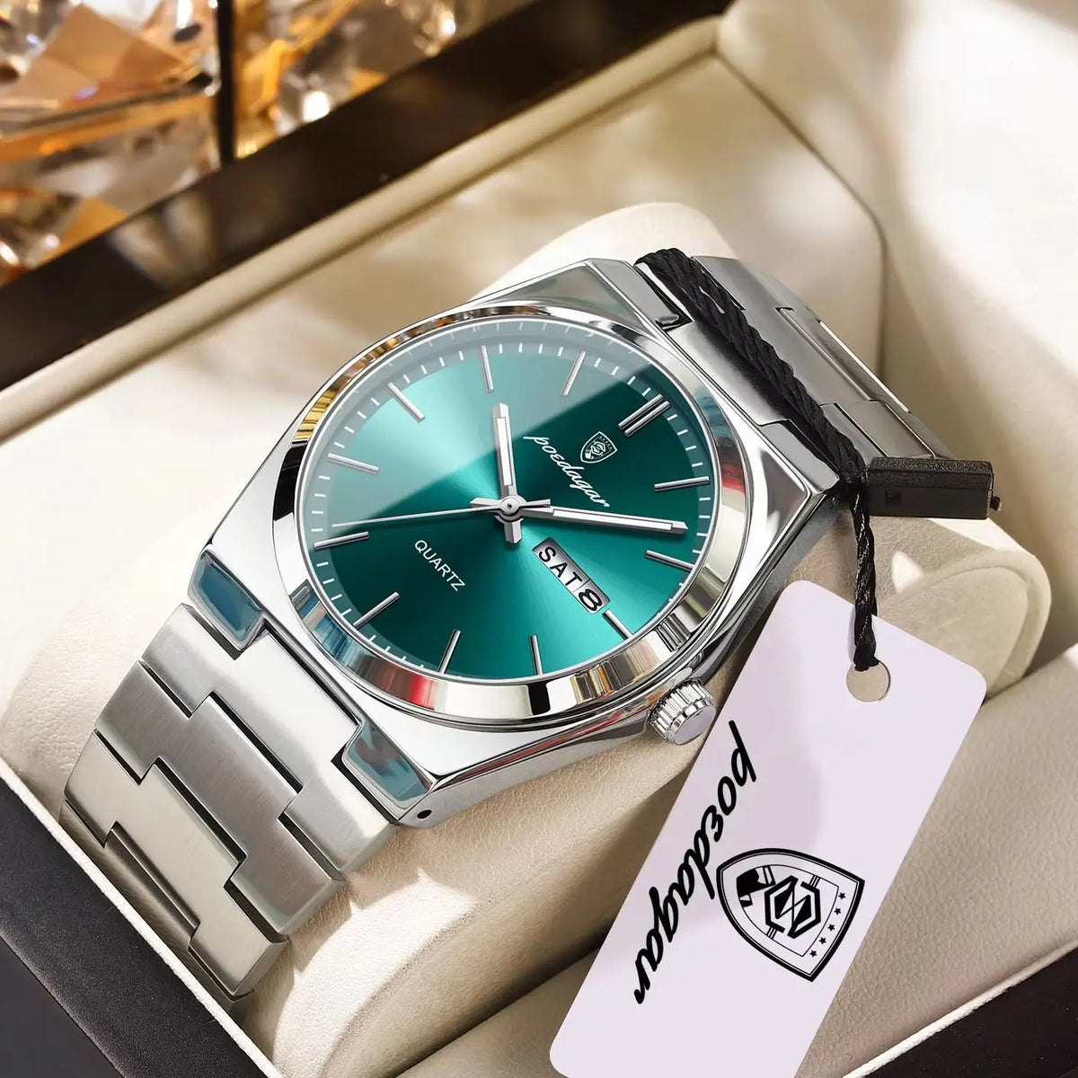 POEDAGAR Luxury Watches For Men Stainless Steel Waterproof Luminous Man Watch Date Week Fashion Casual Men's Quartz Watch Reloj