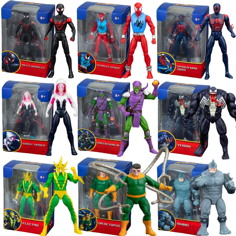 ZD Original Spider Man 4 pulgadas verde GOBLIN Doctor pulpo VENOM figuras de acción MILES GWEN ELECTRO SCARLET SPIDER 2099 juguetes de rinoceronte