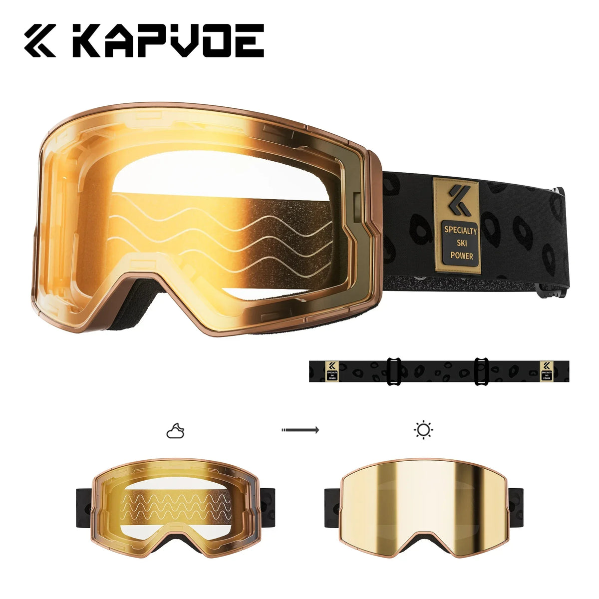 Gafas de Esquí KAPVOE UV400 Antivaho de Doble Capa, Antirreflejos, Resistentes al Viento, para Invierno, Esquí, Snowboard, Deportes de Nieve, Protección para Esquí al Aire Libre