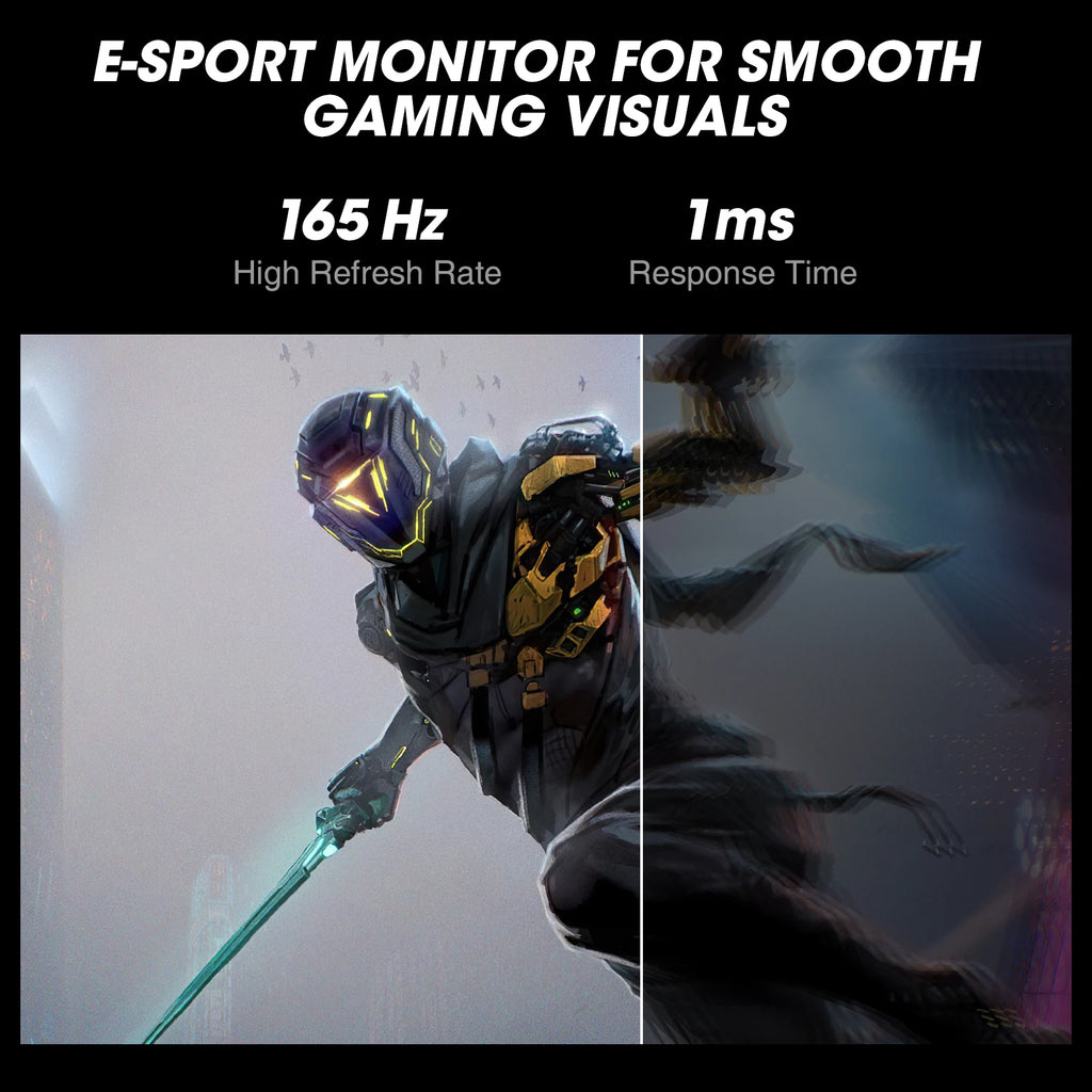 Monitor para juegos KOORUI 24E3 de 24" con panel IPS, FHD 1920×1080, 165Hz, pantalla con protección ocular, monitor para PC para oficina en casa, HDMI 1.4, contraste 3000:1, Adaptive-Sync HDMI 1.4,-5 °   hasta 20 °   Incl