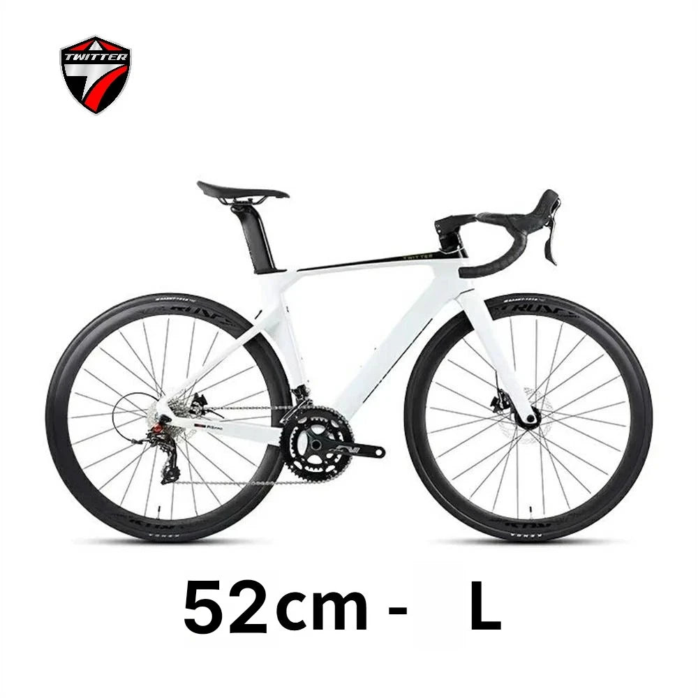 Bicicleta de carretera TWITTER 105/R7120 RS-22/24S de fibra de carbono para carreras, con freno de disco hidráulico y diseño aerodinámico, 700*25C