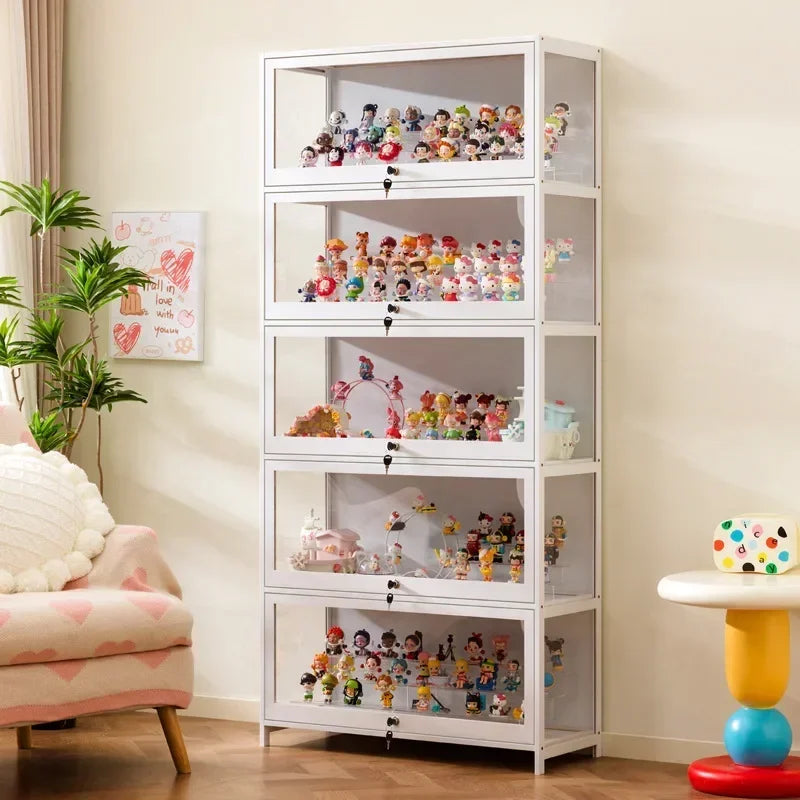 Vitrina transparente para Lego con cerradura, armario para adornos y cajas ciegas, almacenamiento de accesorios, estilo clásico y funcional.