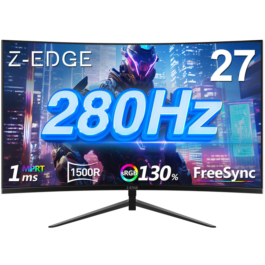 Monitor curvo para juegos Z-EDGE de 27 pulgadas 1K 1920 x 1080 Full HD, 200Hz, 1ms MPRT, panel VA 16:9, HDR10, FreeSync, curvatura 1500R, 350cd/m², 16.7M colores de visualización, Compatible con VESA
