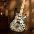 Guitarra eléctrica STS con patrón paisley, pastillas HSS, mástil de arce, incrustaciones con forma de estrella, trémolo flotante, cuerpo macizo. Envío gratuito.