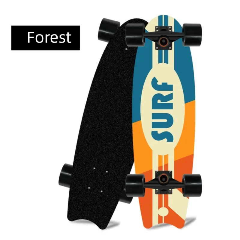 Patineta de madera de arce con cuatro ruedas y diseño de cola de pez, ideal para principiantes, para desplazarse y practicar patinaje urbano.