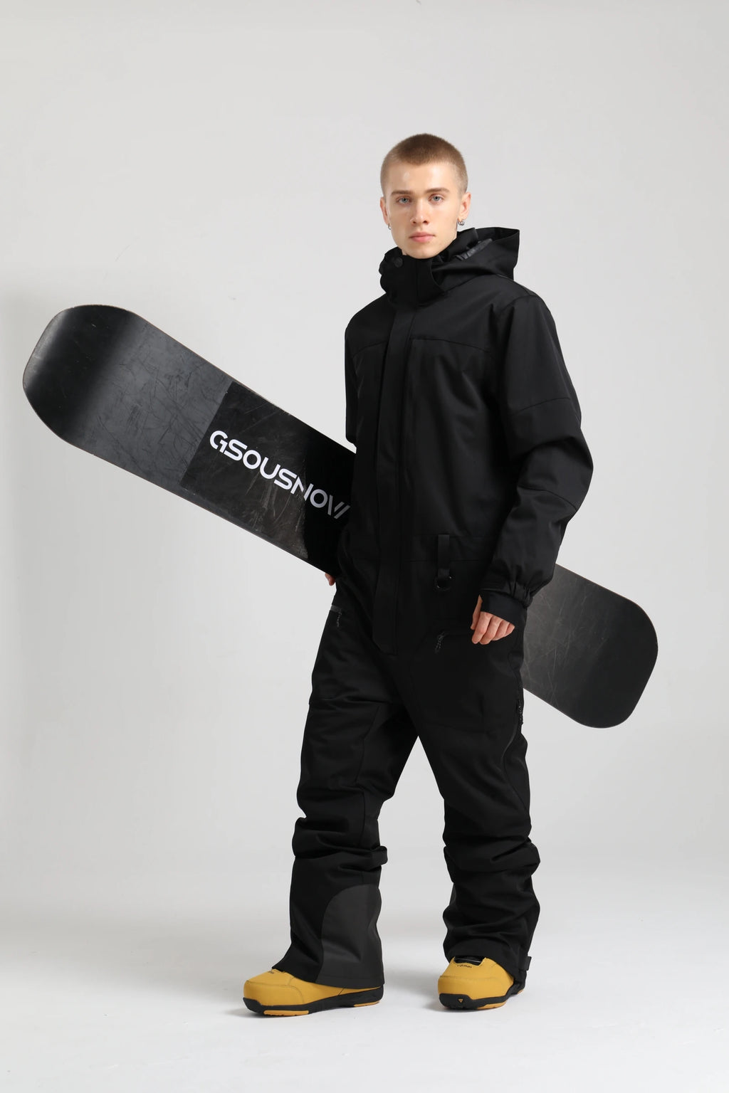 Gsou Snow Traje de esquí de una pieza para hombre, resistente al viento, impermeable, con aislamiento térmico, con forro polar, mono de esquí de ajuste relajado