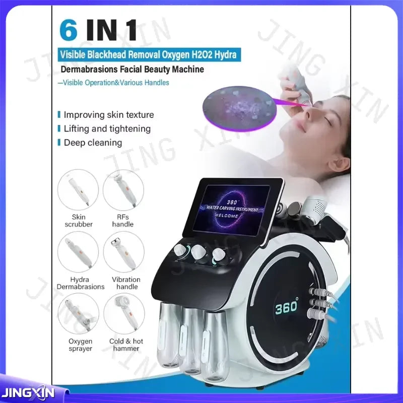 Máquina coreana 6 en 1 de hidrodermoabrasión, microdermoabrasión con punta de diamante, cepillo de limpieza facial, dispositivo para el cuidado de la piel y lifting facial