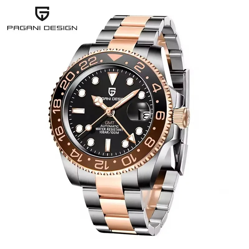 2026 PAGANI DESIGN 40MM Purple Dial GMT Men Mechanical Watch Jubilee Bracelet Sapphire Glass Waterproof Automatic Watch for Men
