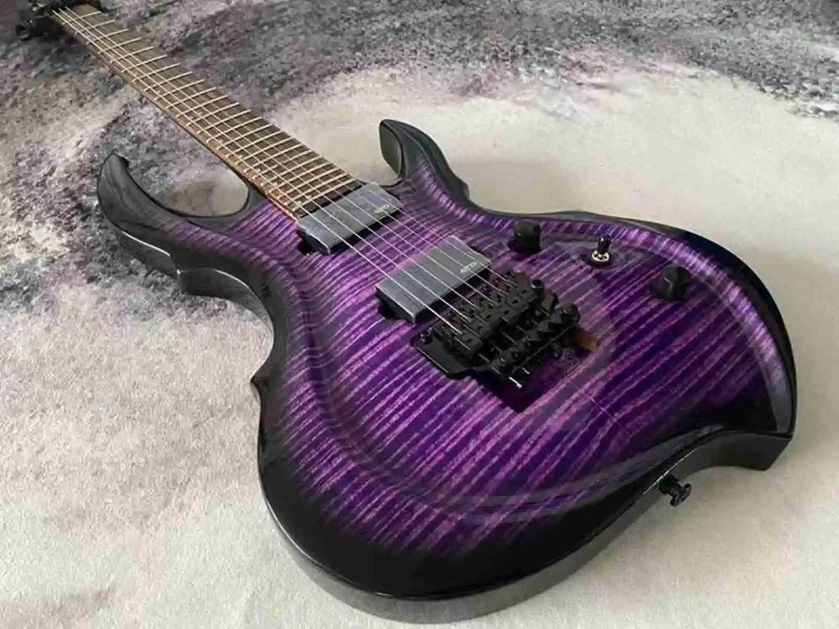 Guitarra Eléctrica de 6 Cuerdas con Diseño de Rayas de Tigre Morado y Diapasón de Palisandro en Oferta