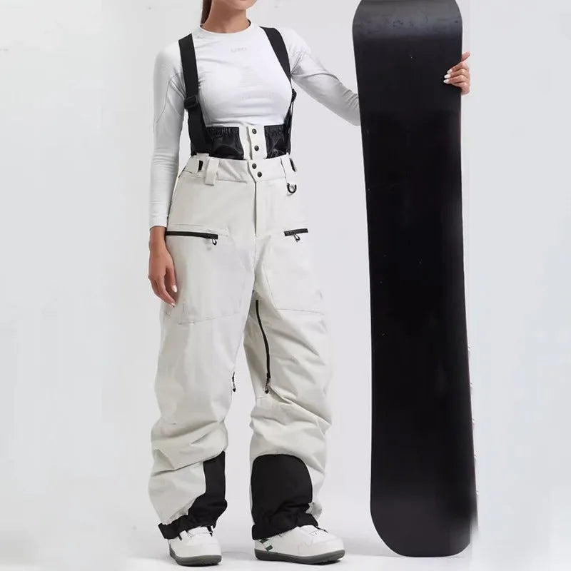 Pantalones de esquí con tirantes, unisex, para actividades al aire libre, resistentes al viento y a la nieve, cálidos, ideales para practicar snowboard, para hombres y mujeres, para esquí y deportes de invierno.