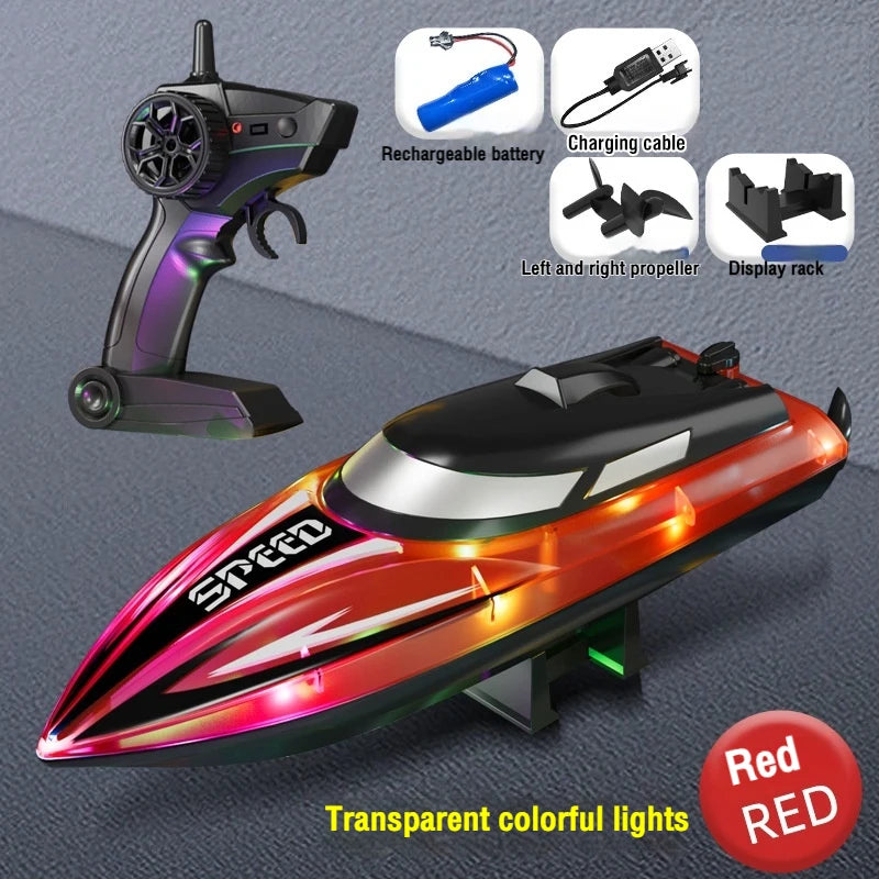 Lancha rápida de radiocontrol 2.4G, barco de control remoto de alta velocidad, motor dual, barco de carreras, submarino eléctrico impermeable, juguete para exteriores, regalo para niños y adultos