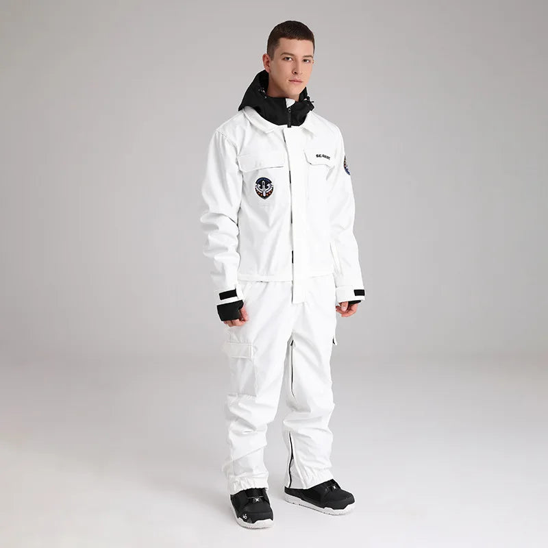 Traje de esquí de una pieza para hombre y mujer, chaqueta cálida para snowboard al aire libre, conjuntos de esquí impermeables con capucha, novedad de invierno, 2025