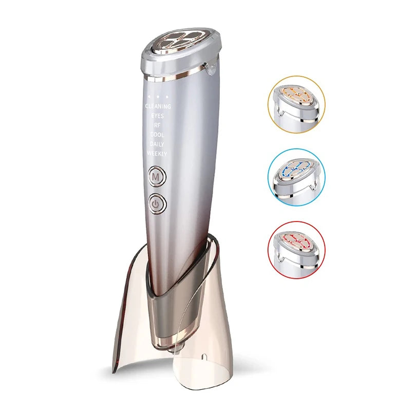 Masajeador Facial EMS de alta frecuencia 6 en 1, microcorriente de estiramiento Facial para estiramiento de cara y ojos, herramienta de cuidado Facial de belleza RF