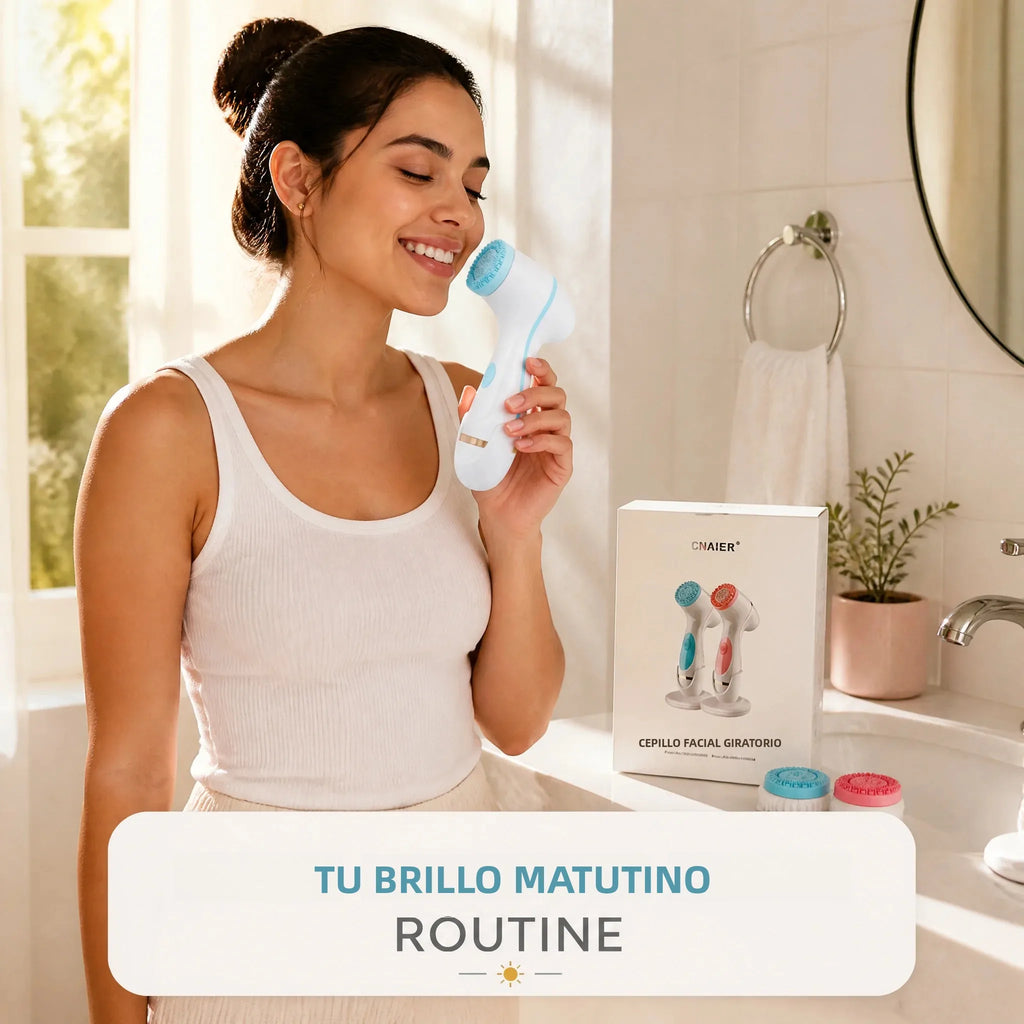 Cepillo Eléctrico de Limpieza Facial Ultrasónico, Dispositivo Rotatorio para Limpieza de la Piel, Exfoliante, Herramienta de Masaje para el Cuidado de la Piel