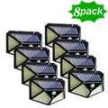 Paquete de 12 lámparas solares de pared de 100 LED con 3 modos, sensor de movimiento de seguridad, luces solares impermeables para exteriores para patio, garaje, terraza y jardín