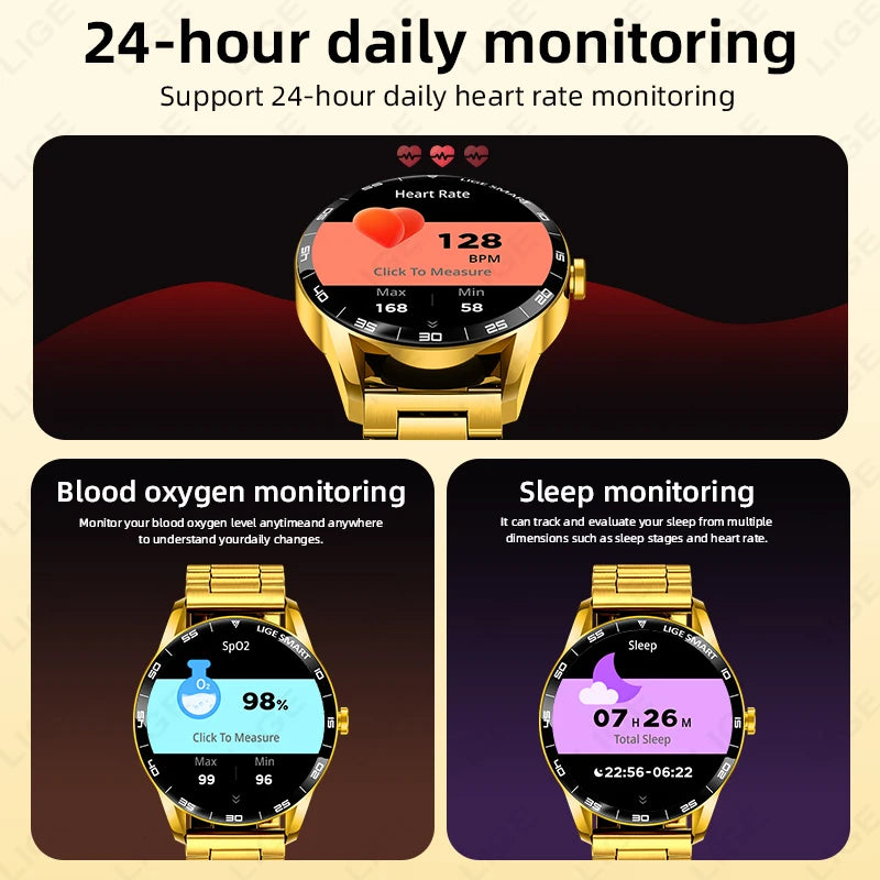 LIGE New IP68 Waterproof Heart Rate Monitor 2025 Smart Watch Men Full Touch Screen Sport Fitness Watch Bluetooth Call Smartwatch
