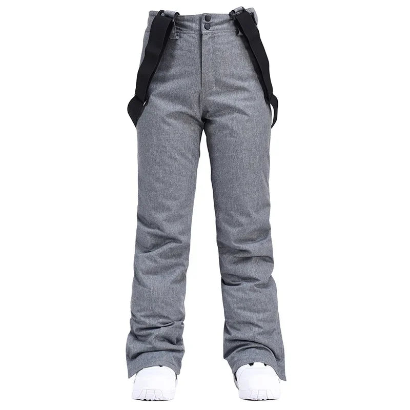 Pantalones de esquí para hombre y mujer, pantalones de esquí gruesos y cálidos de invierno, pantalones con tirantes impermeables a prueba de viento, pantalones de Snowboard de talla grande