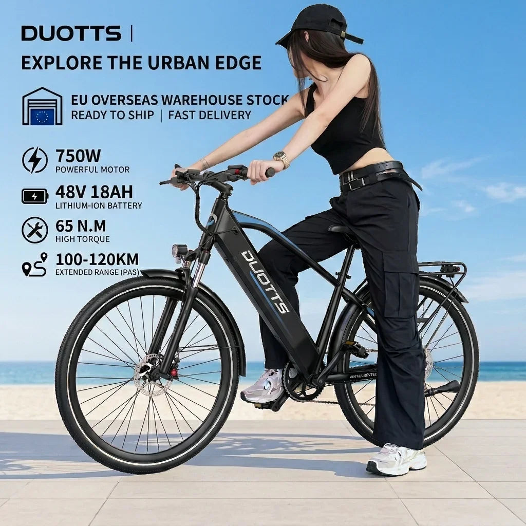 Bicicleta eléctrica de la UE Duotts C29 Peak 750W 48V 18AH 29 pulgadas, bicicleta eléctrica de montaña para tierra, autonomía máxima 100-120 km, 29 pulgadas