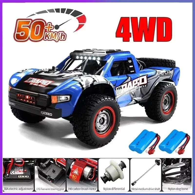 Coche teledirigido SCY16101 16102 de alta velocidad 70 km/h, coche teledirigido con tracción a las cuatro ruedas para niños, motor sin escobillas con LED