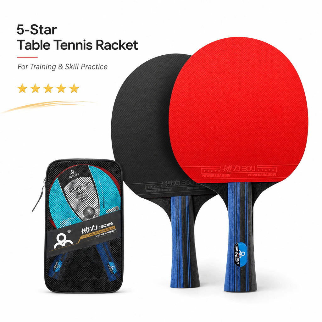 Raquetas de tenis de mesa de 5 estrellas, juegos profesionales de alto rendimiento con bolsa de transporte, entrenamiento, madera maciza pura, alta elasticidad