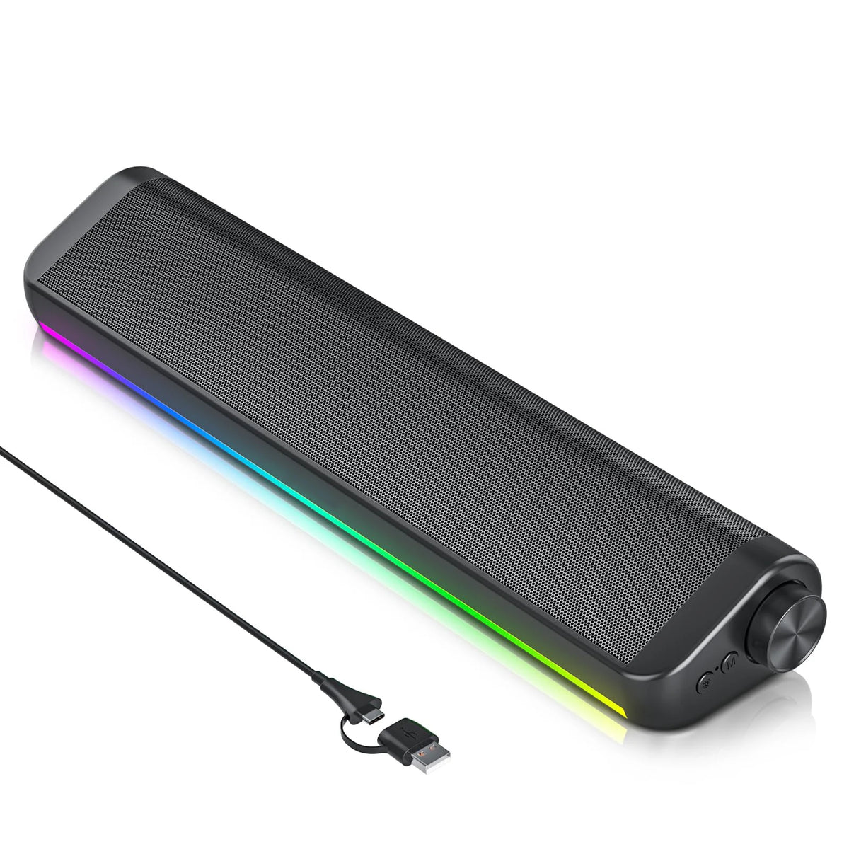 Altavoz con cable Bluetooth para ordenador, barra de sonido estéreo RGB USB, subwoofer para juegos, para ordenador portátil, PC, reproductor de música, altavoz