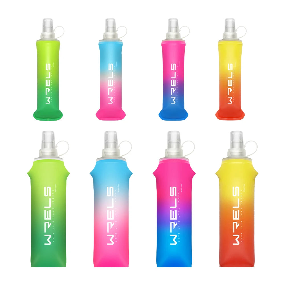 Botella de agua deportiva de TPU, matraz blando plegable, botella de agua portátil de alto flujo para correr, senderismo, bicicleta, bolsa de agua para Fitness