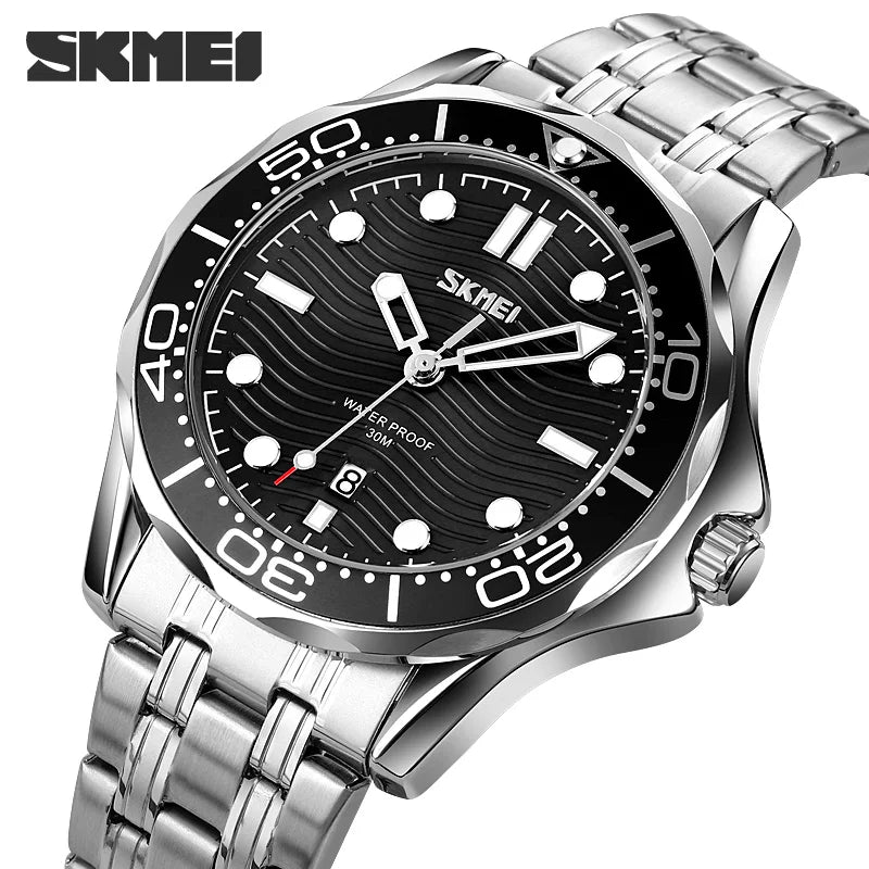 Reloj de pulsera SKMEI 9276 con esfera de textura tridimensional, reloj de moda con fecha y hora para hombre, movimiento de cuarzo japonés