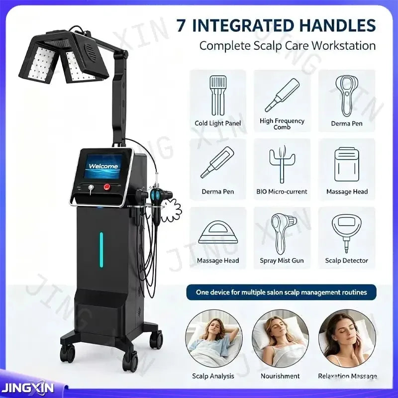 Máquina de Crecimiento Capilar Láser 7 en 1, Dispositivo de Regeneración y Masaje del Cuero Cabelludo Anticaída para Salón, Spa y Equipos de Belleza