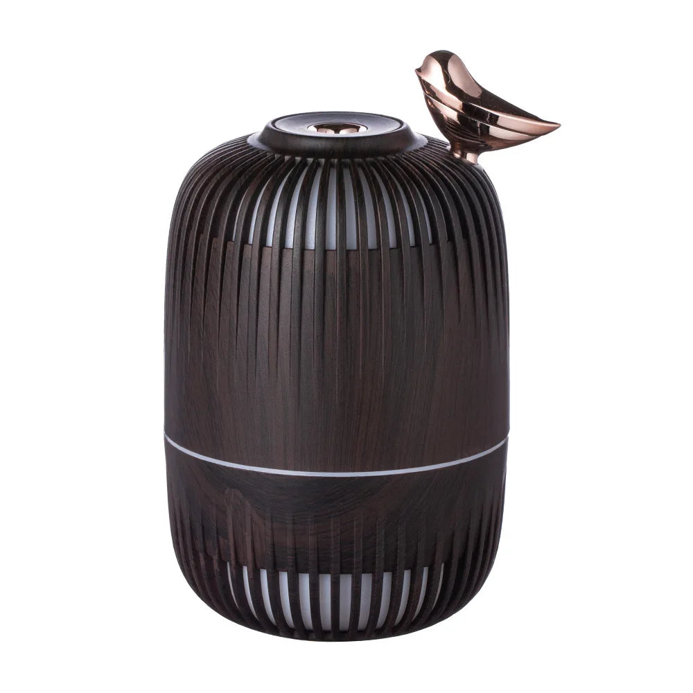 Humidificador Ultrasónico Mini con Diseño de Madera Mengniu, Humidificador de Doble Uso para Oficina y Hogar, Rociador Humectante con Luz Ambiental para el Cuidado del Aire